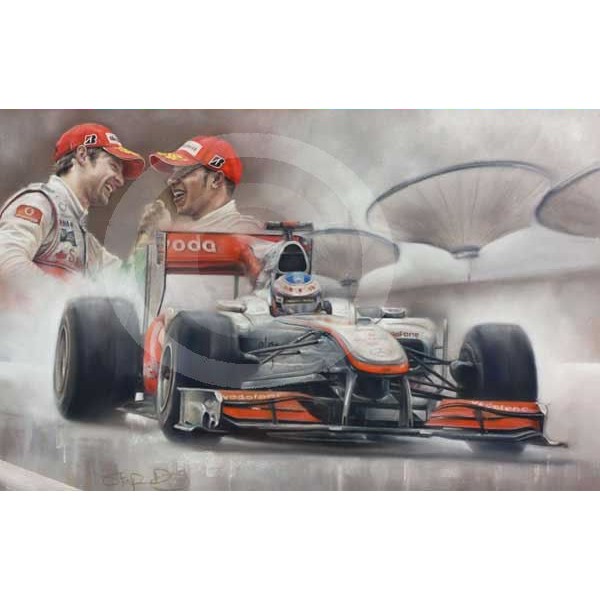 Stephen Doig - Victory in Shanghai - Jenson Button & Lewis Hamilton